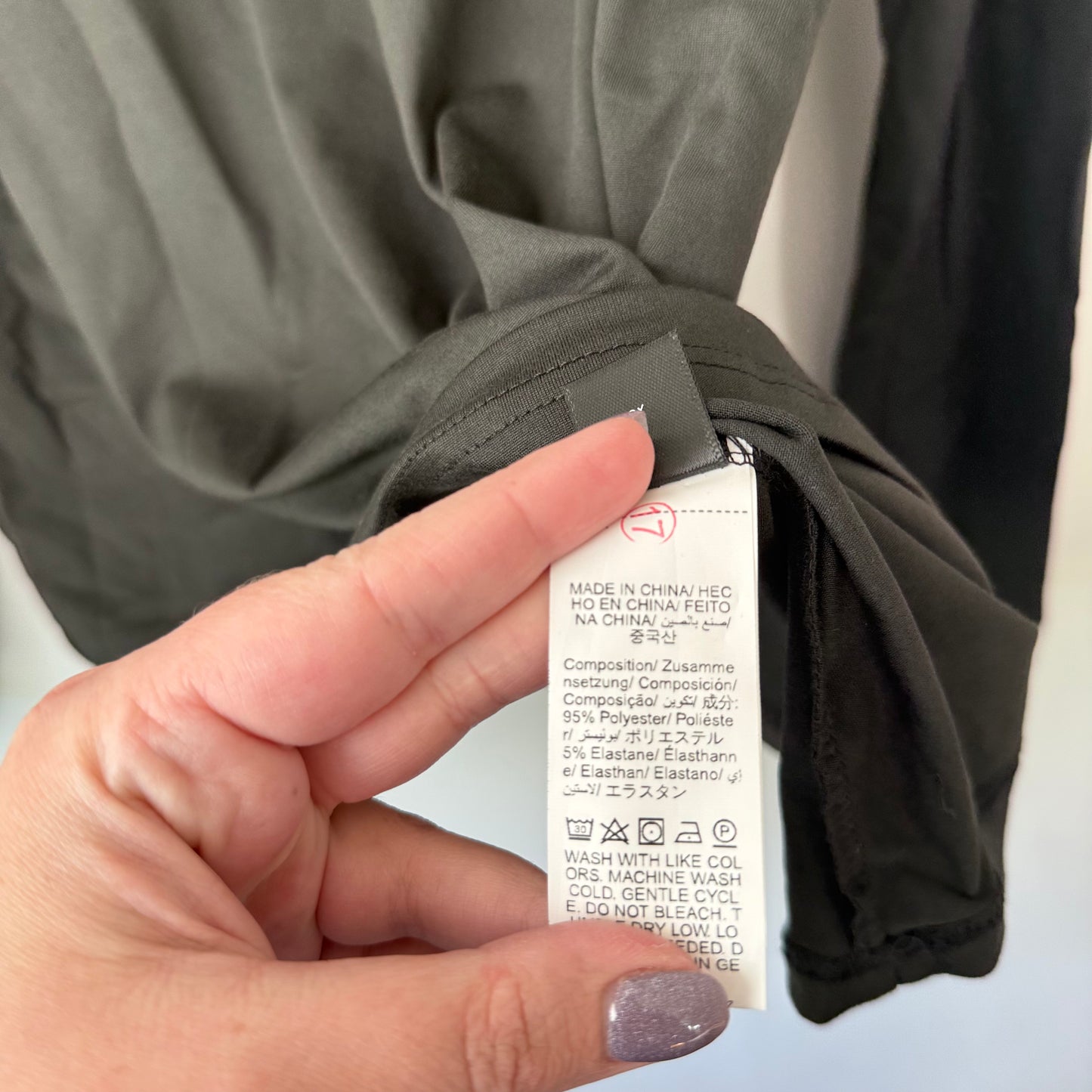 SHEIN Long Sleeve T-Shirt Flag Graphic Black - Size L