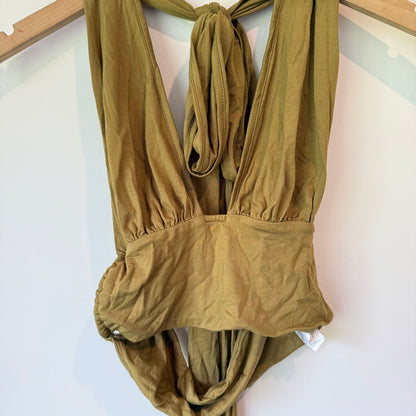 SHEIN Multi-Way Tie Crop Top Khaki Olive Size S