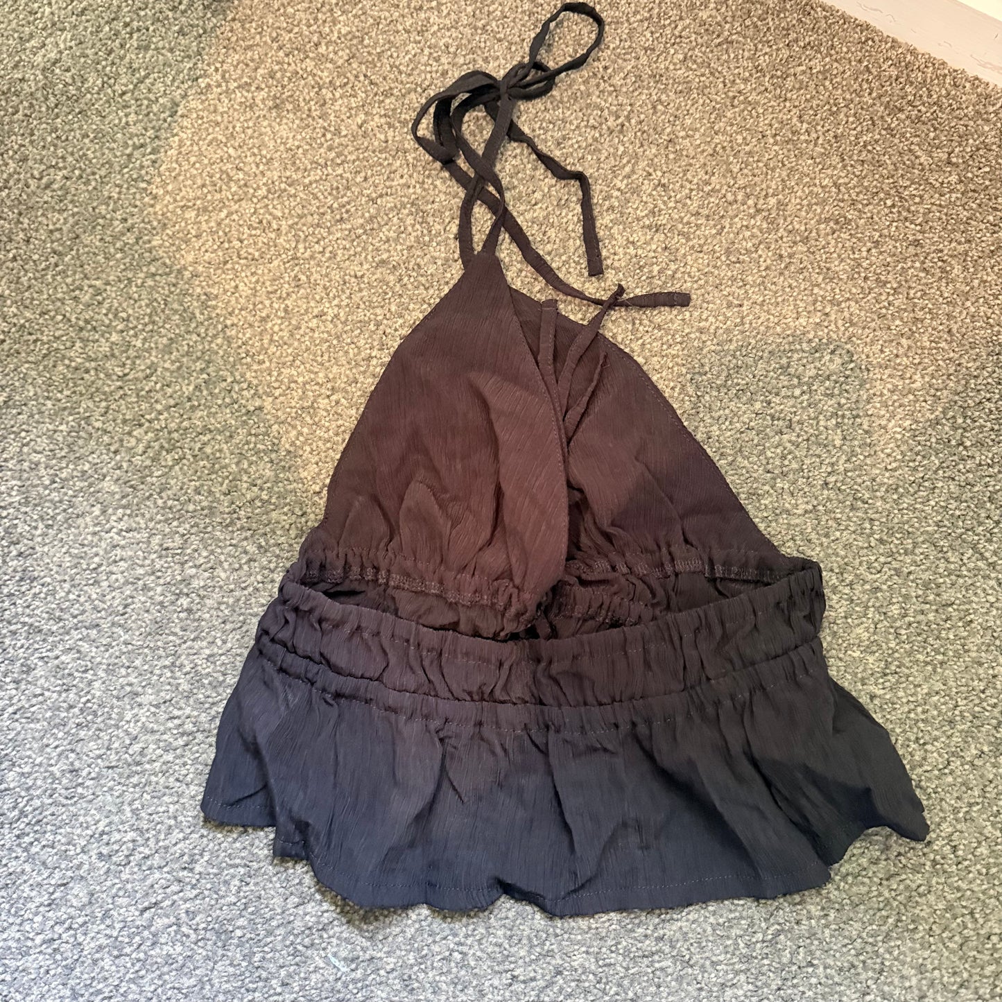 SHEIN Ruched Halter Wrap Top - Black - Size S