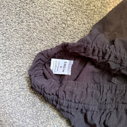 SHEIN Ruched Halter Wrap Top - Black - Size S