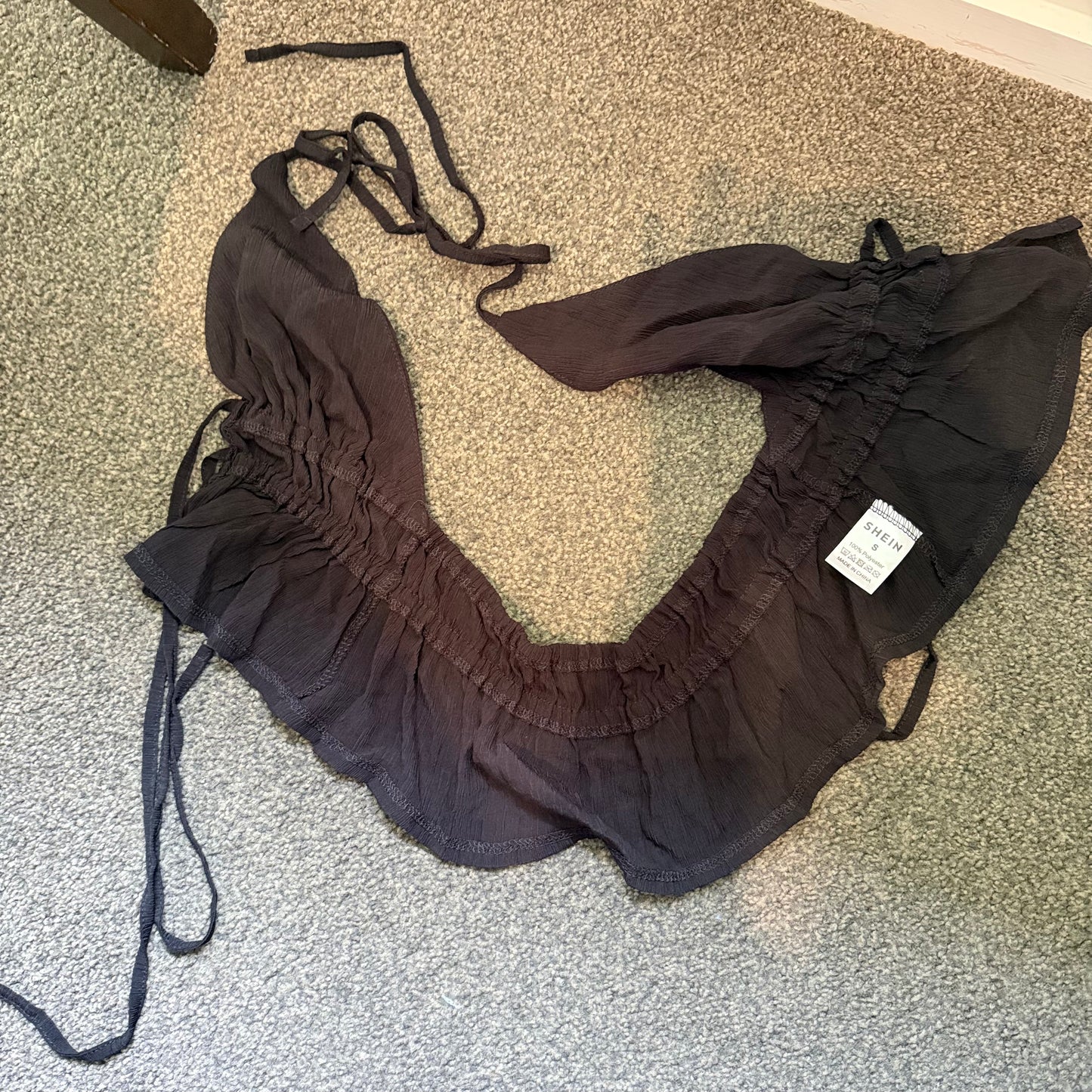 SHEIN Ruched Halter Wrap Top - Black - Size S