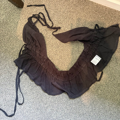 SHEIN Ruched Halter Wrap Top - Black - Size S