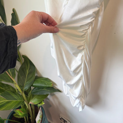 SHEIN Ruched Satin Cowl Back White Mini Dress - Size L