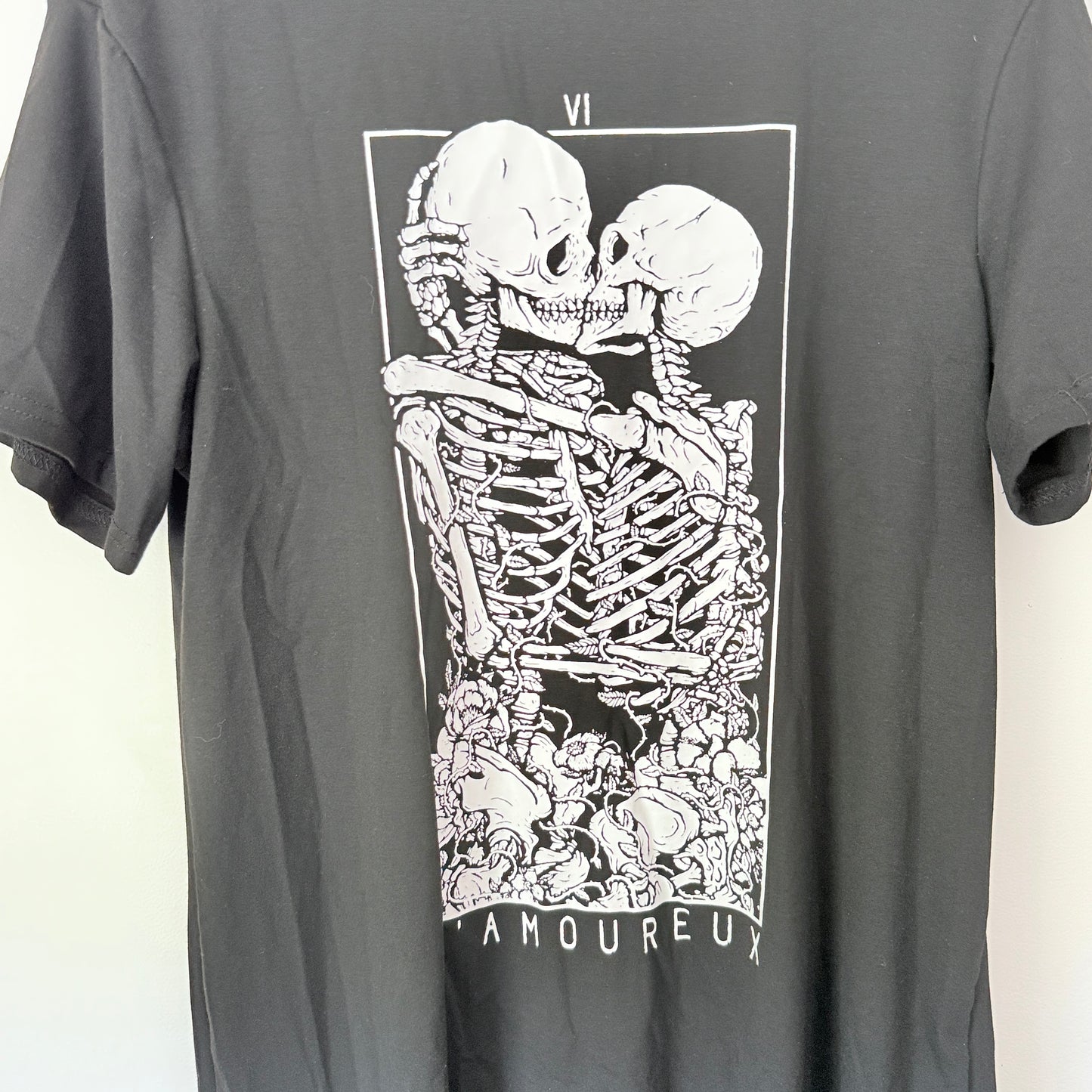 SHEIN X Black Fringed Skull Lovers T-Shirt Dress - Size XS