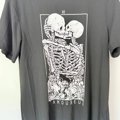 SHEIN X Black Fringed Skull Lovers T-Shirt Dress - Size XS