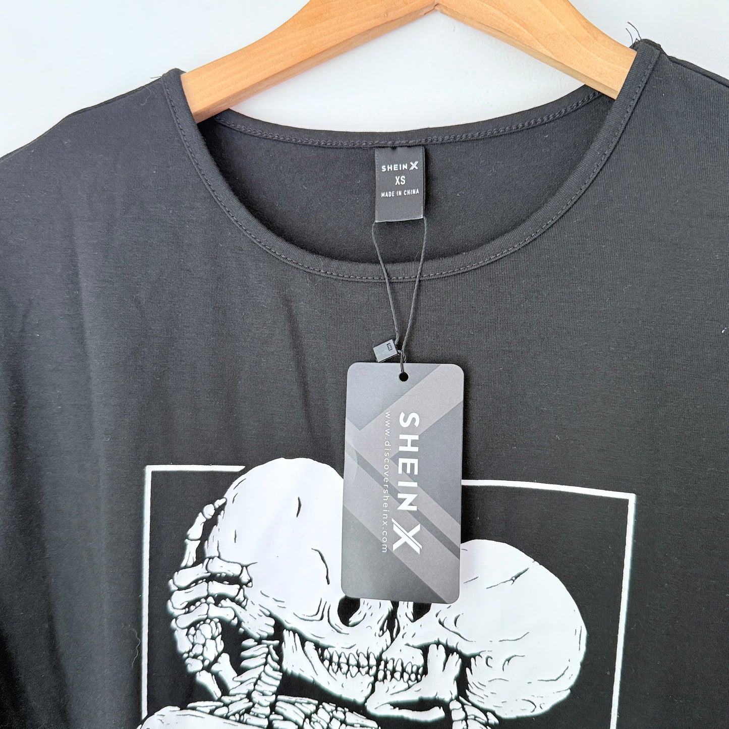 SHEIN X Black Fringed Skull Lovers T-Shirt Dress - Size XS