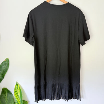 SHEIN X Black Fringed Skull Lovers T-Shirt Dress - Size XS