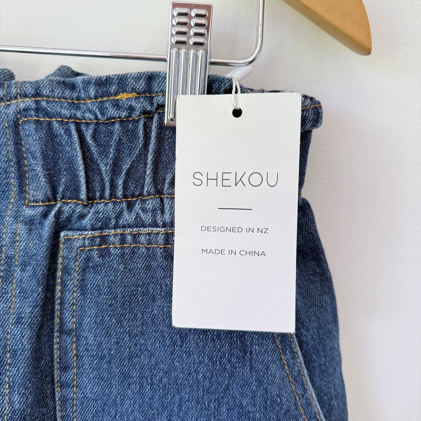 SHEKOU Paperbag High-Waist Tapered Denim Jeans Size XL