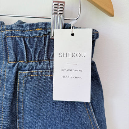 SHEKOU Paperbag High-Waist Tapered Denim Jeans Size XL