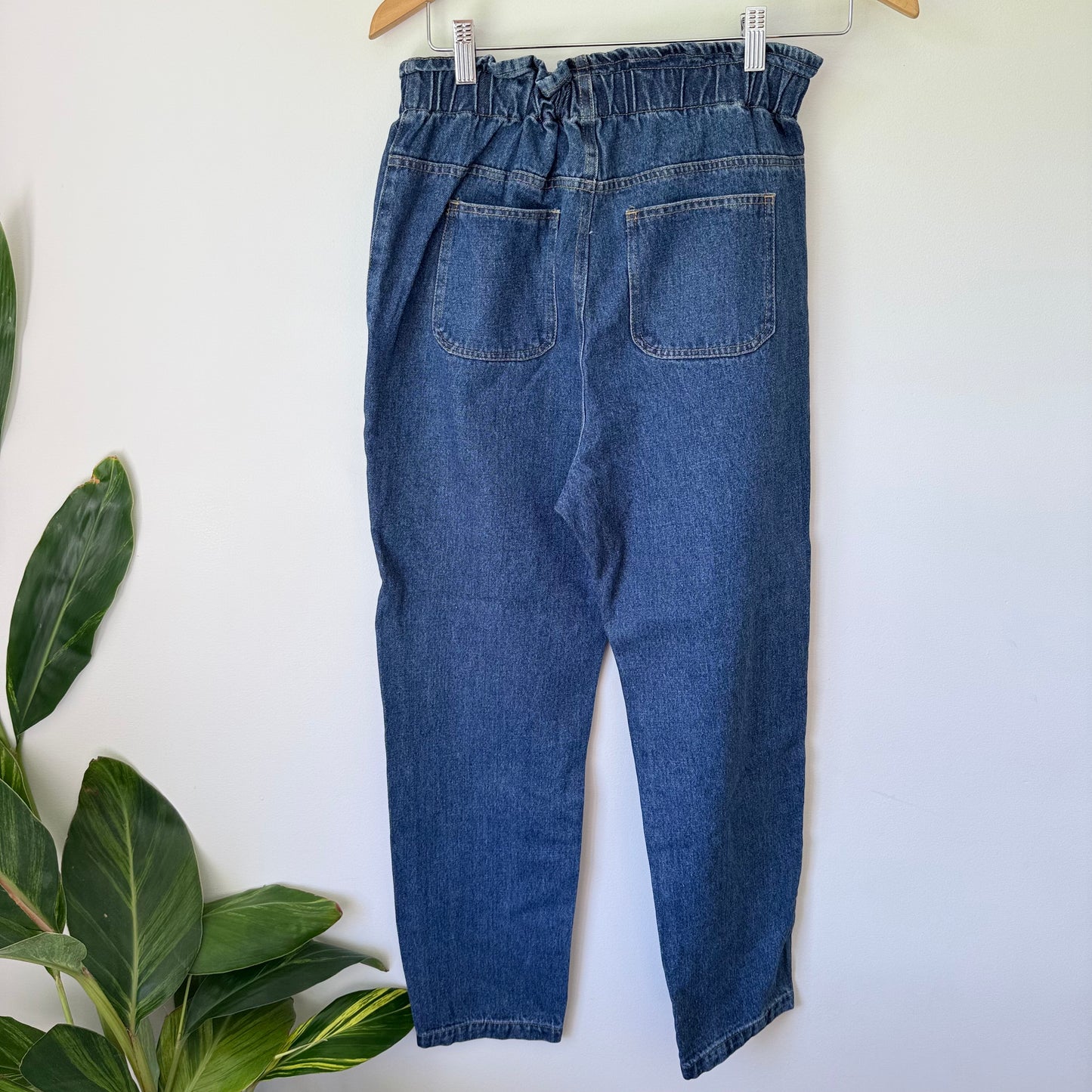 SHEKOU Paperbag High-Waist Tapered Denim Jeans Size XL