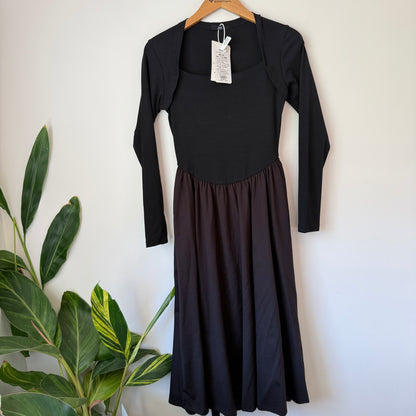 SHX Studio Black Long Sleeve Midi Dress (Size Small)