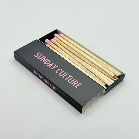 SUNDAY CULTURE 12pc Long Pink Matches in Black Box