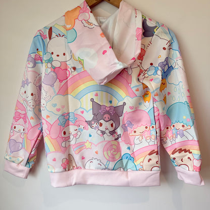 Sanrio Hello Kitty & Friends Pastel Rainbow Full-Zip Hoodie (9-10Y)