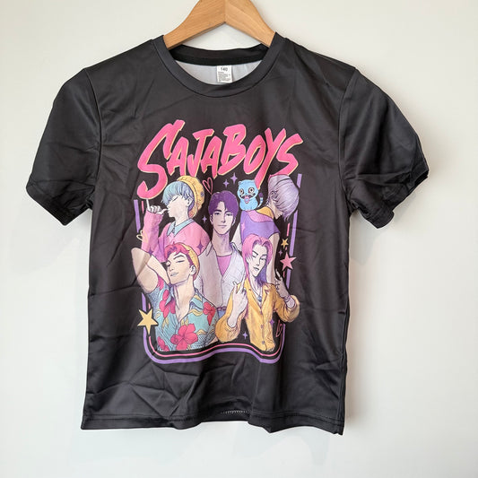 K-Pop Demond Hunters Saja Boys Black Graphic T-Shirt - Size 140 (7-8y)