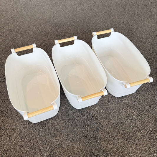 Scandi White Oval Storage Baskets (Set of 3)