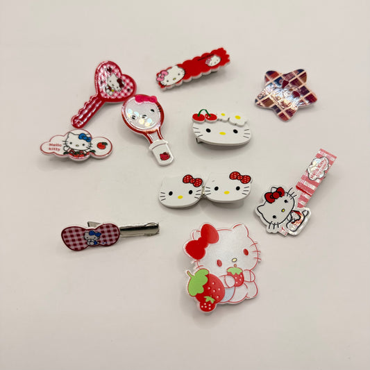 Set of 10 Hello Kitty Themed Hair Clips