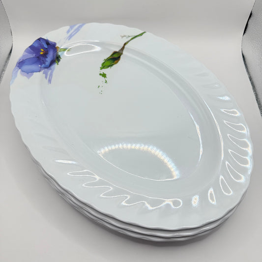 Set of 3 White Oval Plastic Platters