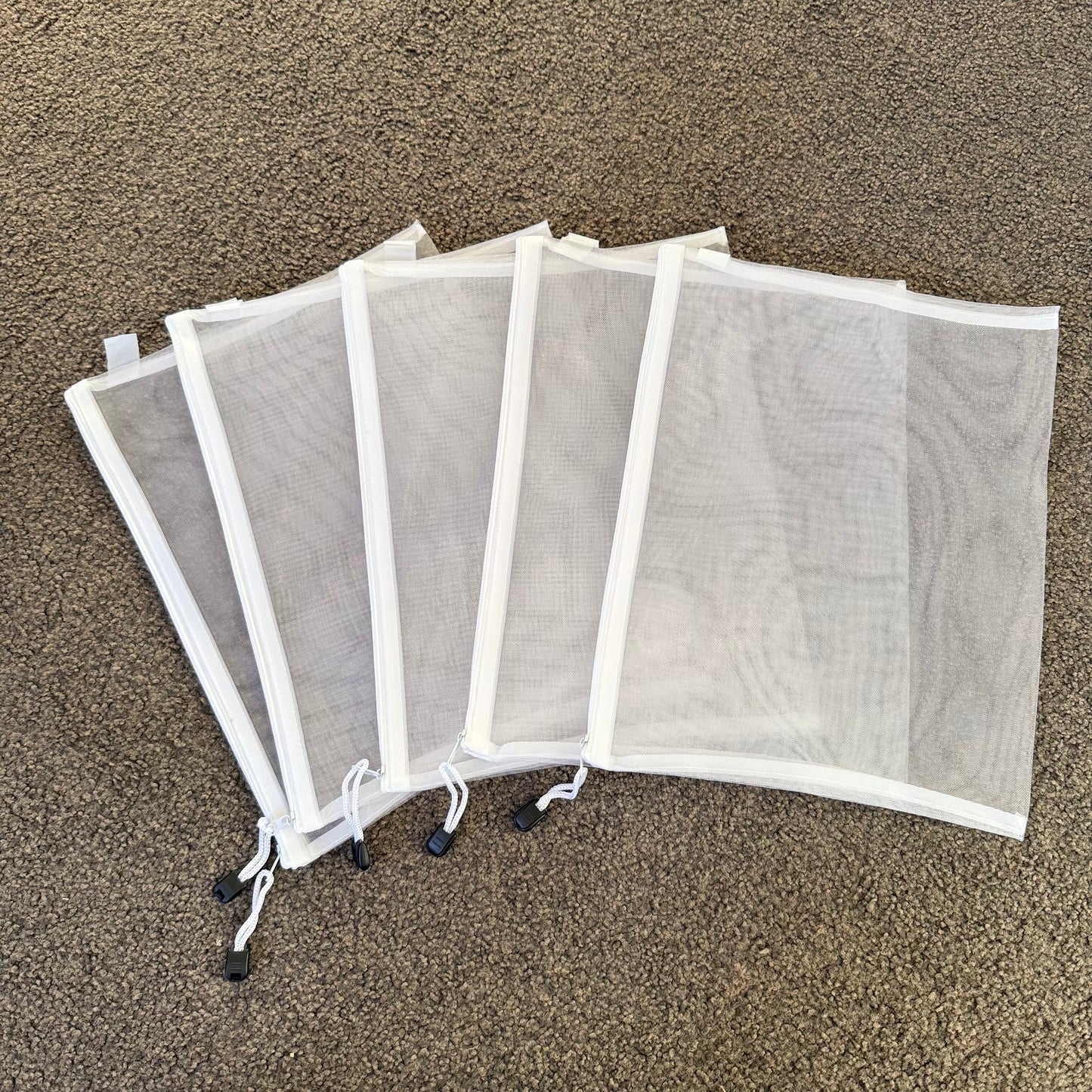 Set of 5 A4 Zippered Storage Bags
