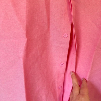 Short Sleeve Button Up Shirt Pink Size L