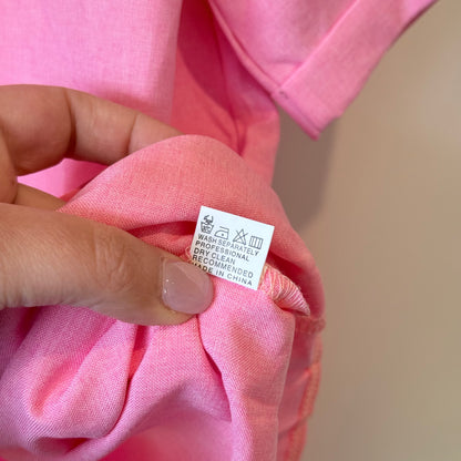 Short Sleeve Button Up Shirt Pink Size L