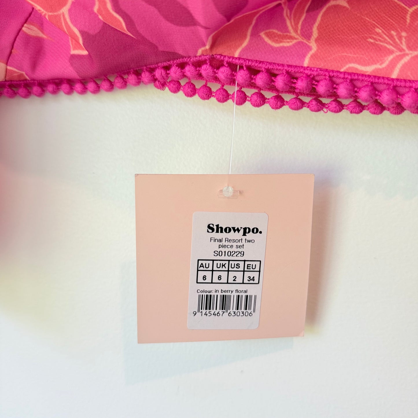 Showpo Final Resort Off-Shoulder Crop Top – Berry Floral Size 6