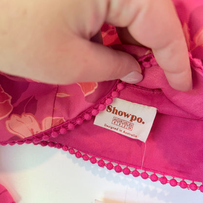 Showpo Final Resort Off-Shoulder Crop Top – Berry Floral Size 6