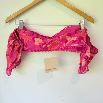 Showpo Final Resort Off-Shoulder Crop Top – Berry Floral Size 6