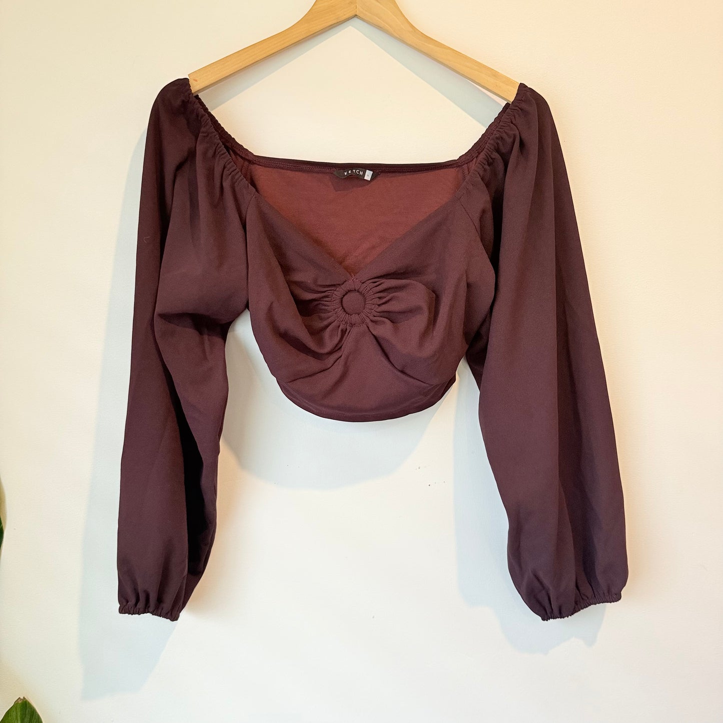 Sketch Crop Top in Maroon - Size L