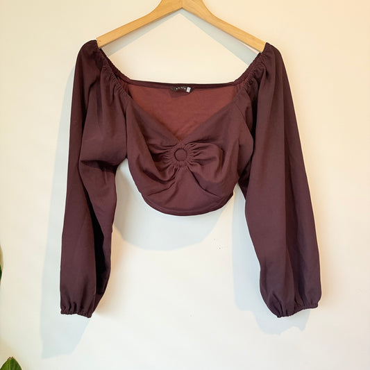 Sketch Crop Top in Maroon - Size L