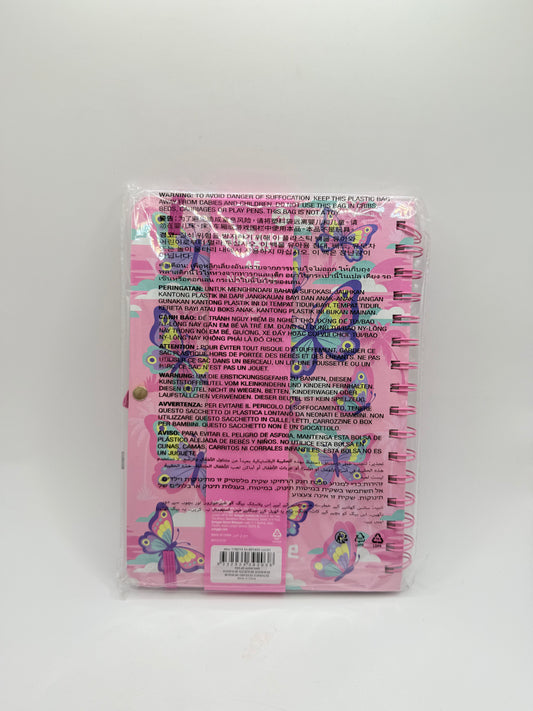 Smiggle rush a5 spiral notebook pink butterfly - notepads stationery