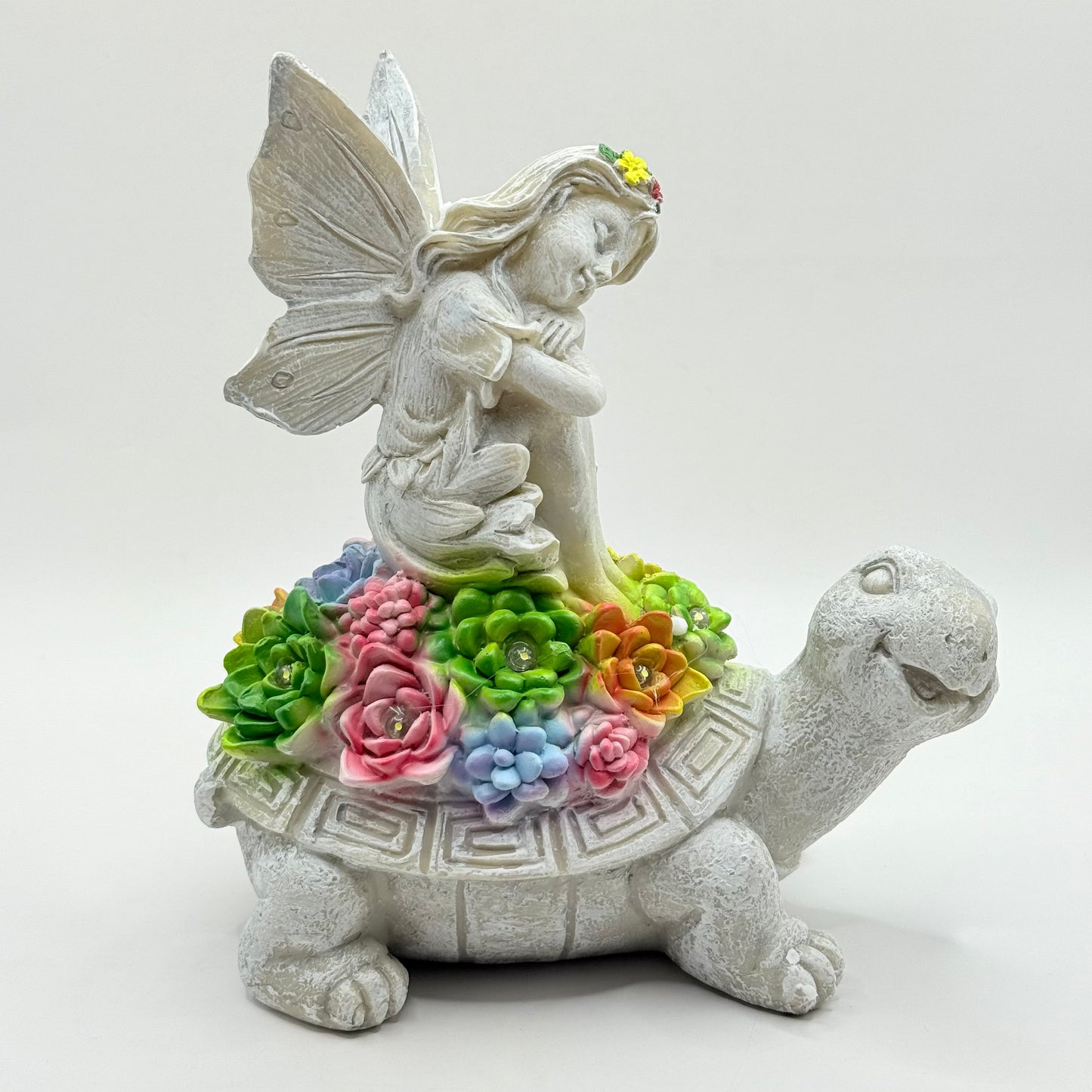 Solar-Powered Turtle and Fairy Garden Statue