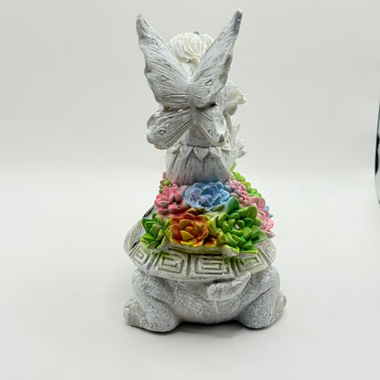 Solar-Powered Turtle and Fairy Garden Statue