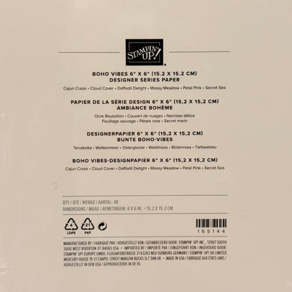 Stampin’ Up! Boho Vibes Designer Series Paper (6 x 6)