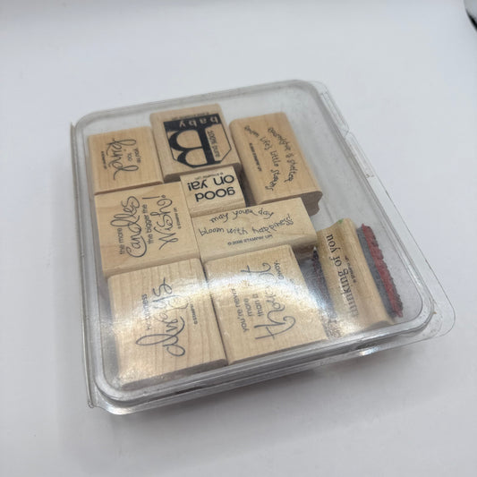 Stampin' Up! Whimsical Words Woodblock Craft Stamps - 9pcs
