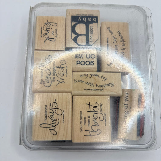 Stampin' Up! Whimsical Words Woodblock Craft Stamps - 9pcs