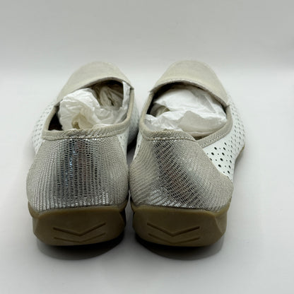 Step On Air White & Silver Metallic Perforated Flats (Size 9)