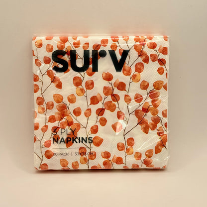 SurV 3 Ply Printed Paper Napkins (20 Pack, 33cm)