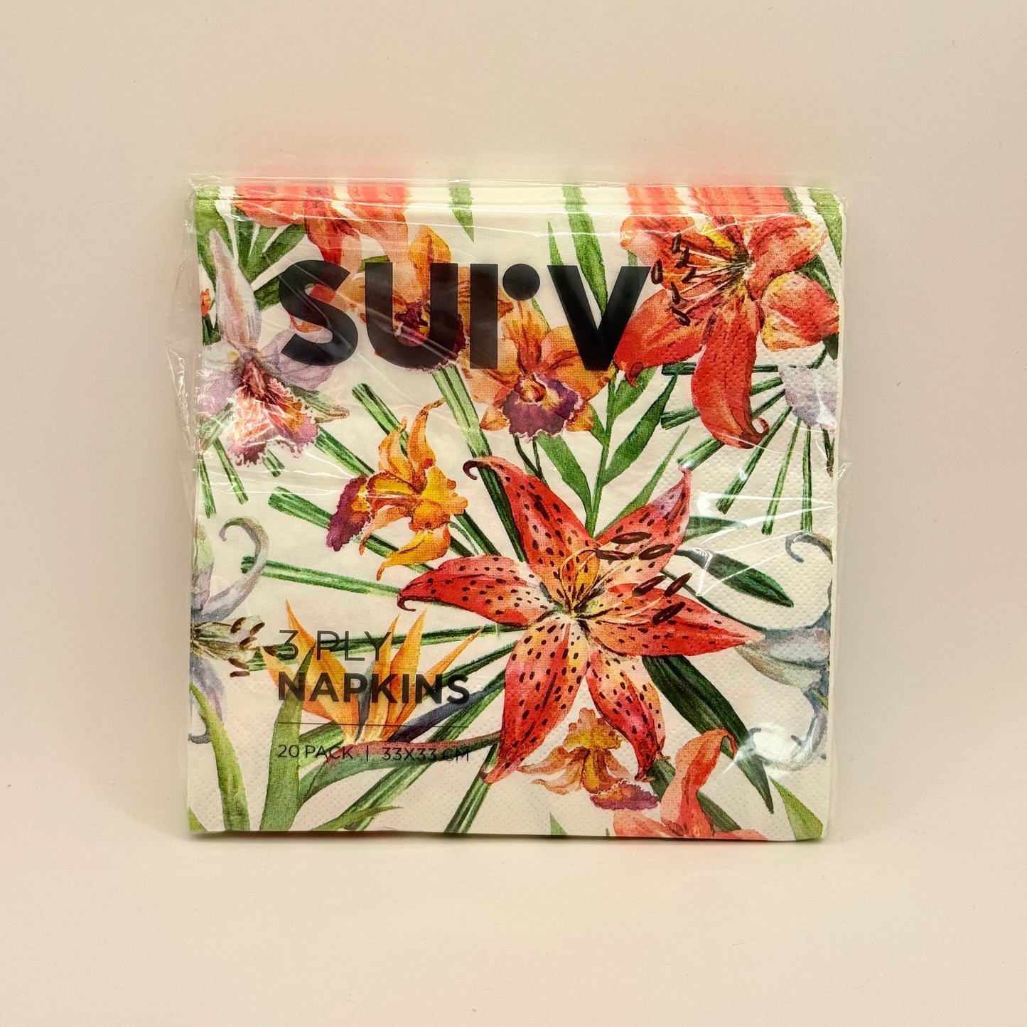 SurV 3 Ply Printed Paper Napkins (20 Pack, 33cm)