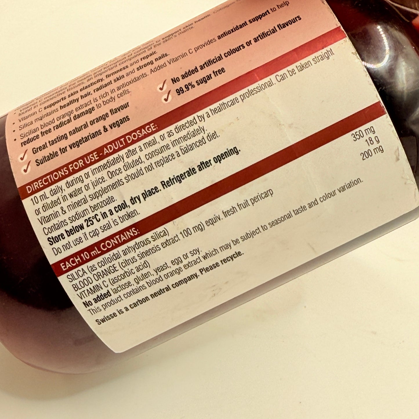 Swisse Beauty Hair Skin Nails Liquid - Blood Orange Flavour - 500ml