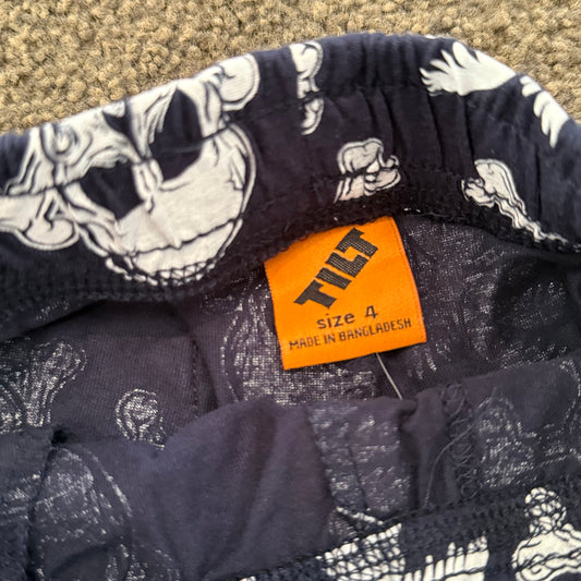 Tilt kids’ navy blue skull & crossbones print knit shorts – size 4 - baby & toddler bottoms baby clothing
