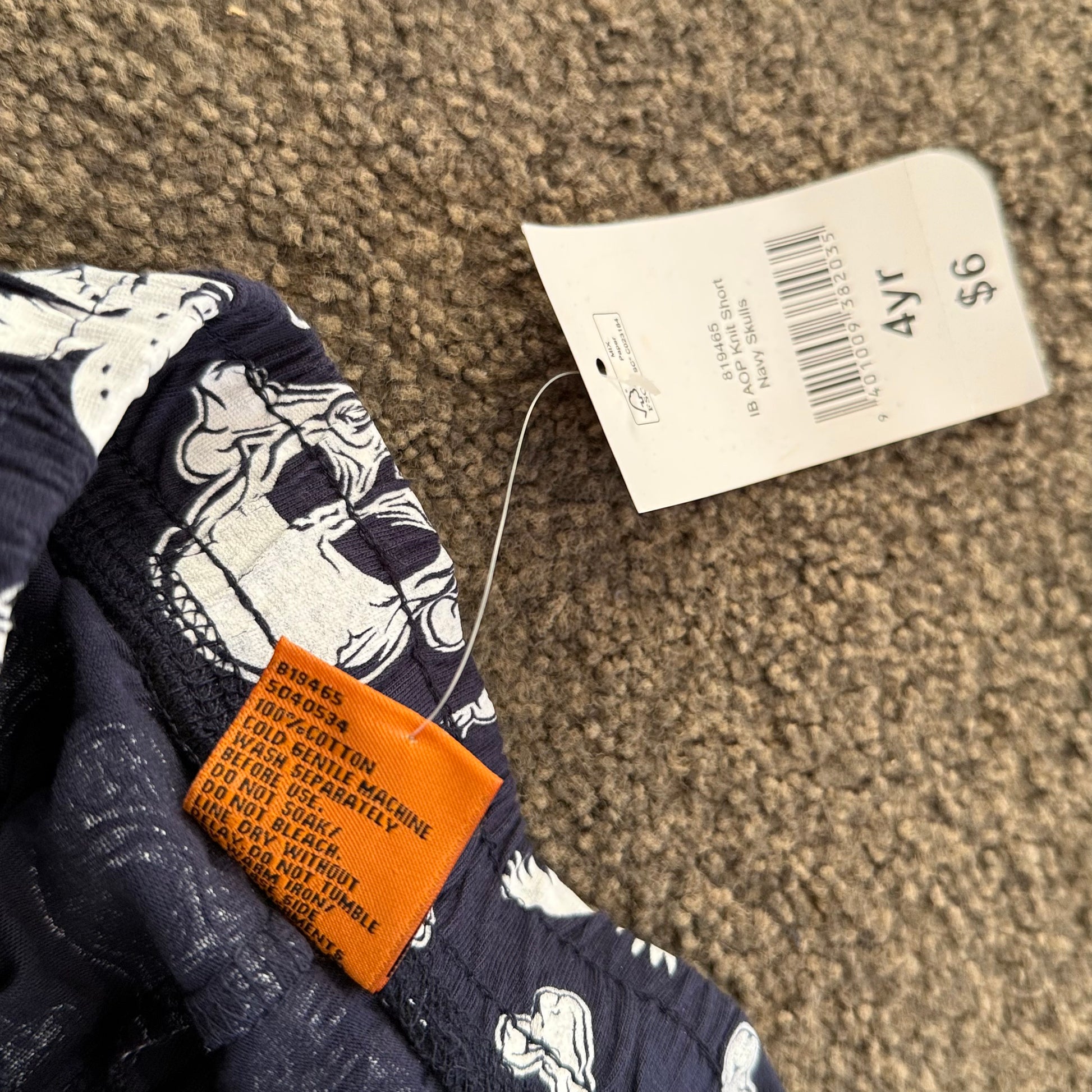 Tilt kids’ navy blue skull & crossbones print knit shorts – size 4 - baby & toddler bottoms baby clothing