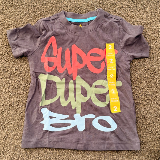 Tilt size 2 boys’ gray ’super duper bro’ short sleeve t-shirt - t-shirts baby clothing