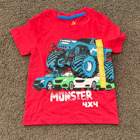 Tilt size 2 kids’ red monster truck 4x4 t-shirt - t-shirts baby clothing
