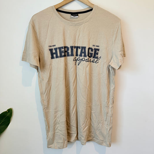 Alphar one menswear heritage apparel t-shirt – beige large - clothing tops tops men’s apparel