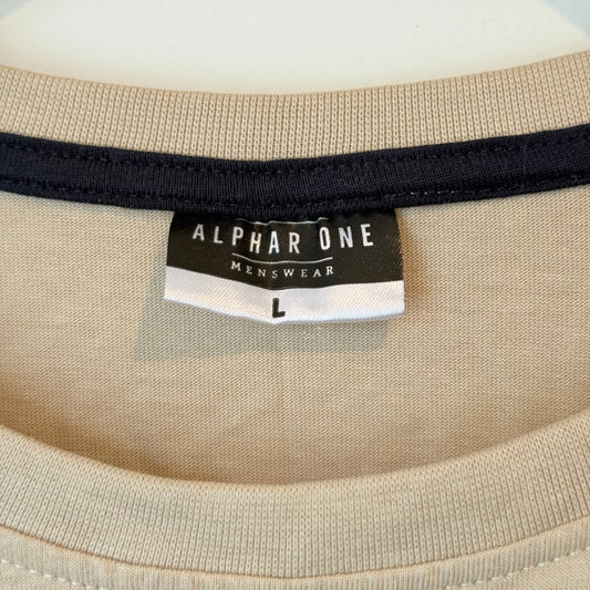 Alphar one menswear heritage apparel t-shirt – beige large - clothing tops tops men’s apparel