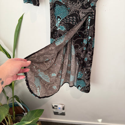 Ladakh Paisley Print Jersey Wrap Dress Size M