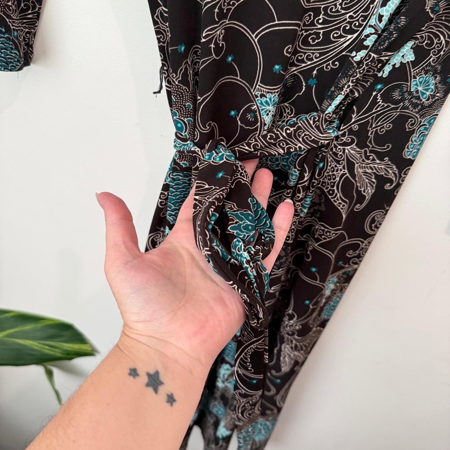 Ladakh Paisley Print Jersey Wrap Dress Size M