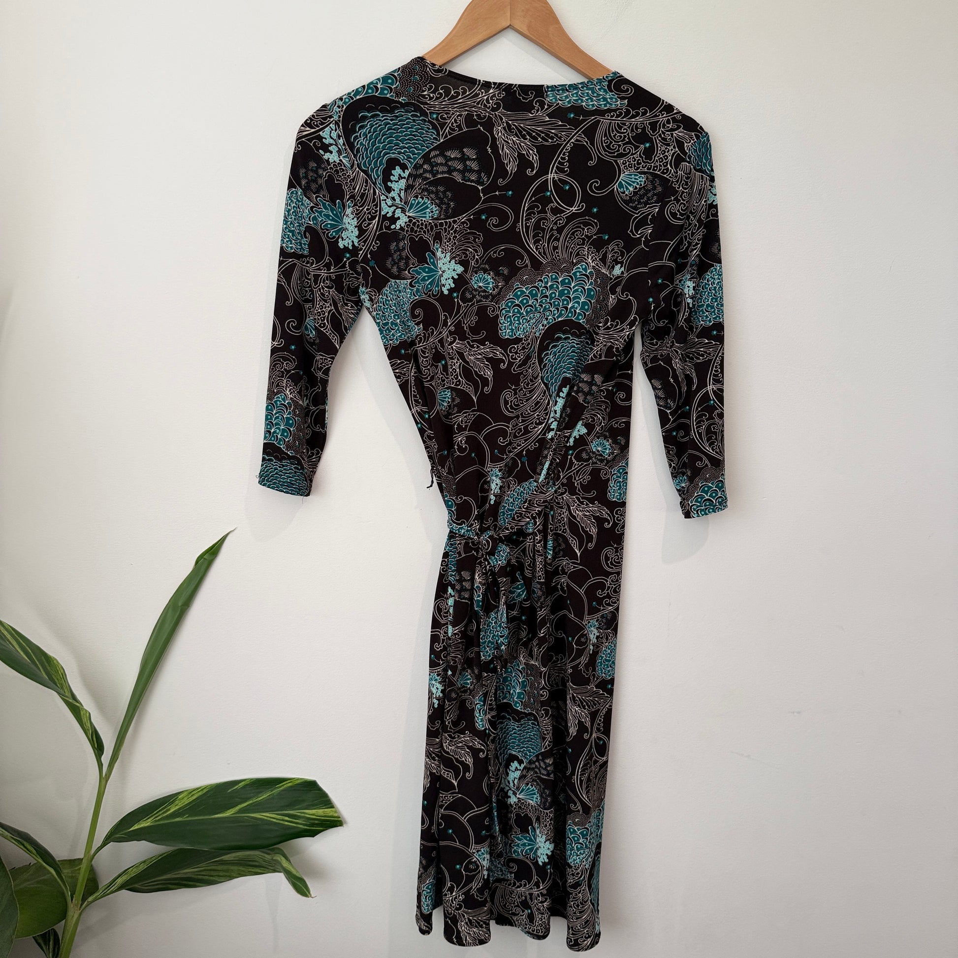 Ladakh Paisley Print Jersey Wrap Dress Size M