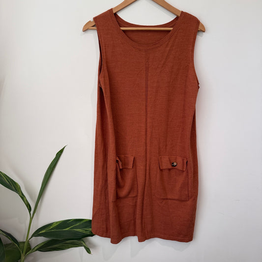 Tv Rust Colored Knit Sleeveless Shift Dress Size 18