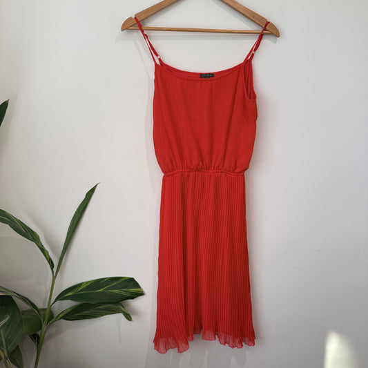 Storm Red Sleeveless Pleated Midi Dress Size 8